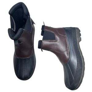 NWT Totes Puffin Black Brown Two-Tone Waterproof Winter Boots Men's Size 9